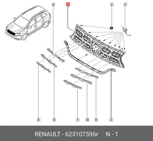 Решетка радиатора RENAULT 623107596R