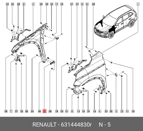 КРОНШТЕЙН КРЫЛА ПЕ 631444830R RENAULT