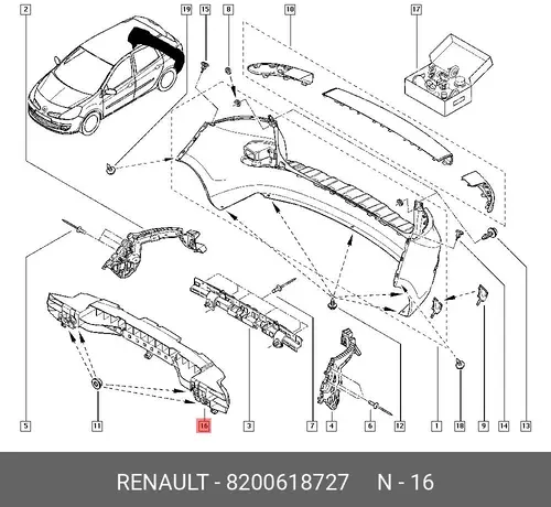 Усилитель бампера RENAULT 8200618727