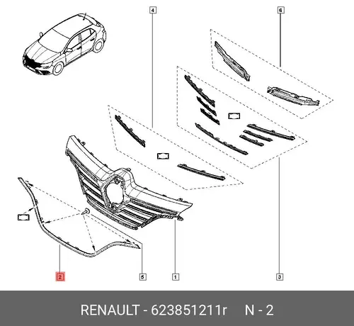 MLDG-GRILLE RAD, L 623851211R RENAULT