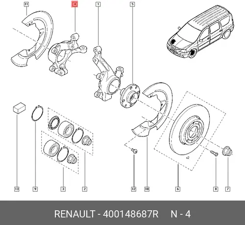 Кулак поворотный RENAULT 400148687R