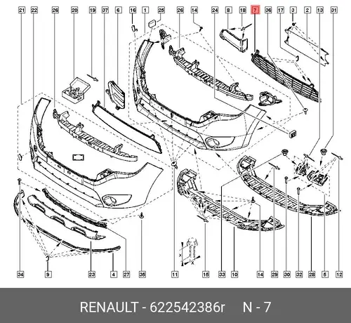 Решетка бампера RENAULT 622542386R