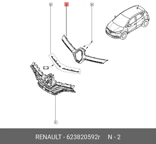MLDG-GRILLE RAD 623820592R RENAULT