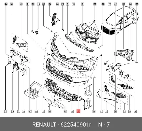 GRILLE-FR BMPR AIR 622540901R RENAULT