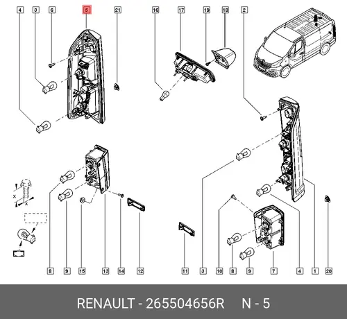 LAMP-CLUSTER,RR RH 265504656R RENAULT