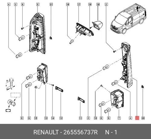 Фонарь задний RENAULT 265556737R