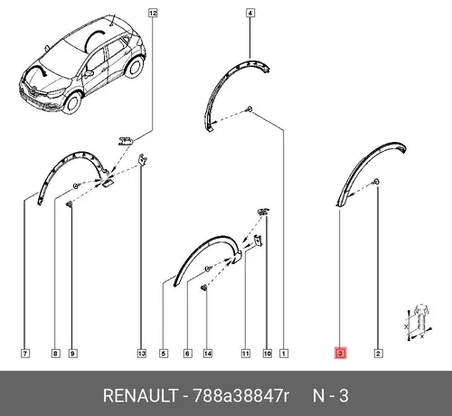 EXT-WH, RR LH 788A38847R RENAULT