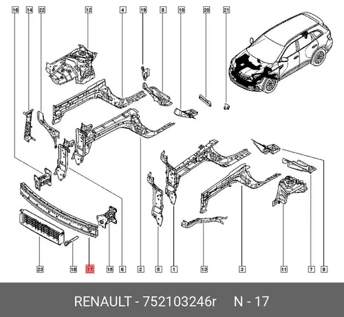 Усилитель бампера RENAULT 752103246R