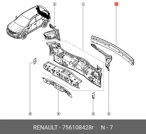 Усилитель бампера RENAULT 756108428R