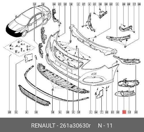 261A30630R 261A30630R RENAULTМОЛДИНГ ПТФ Л