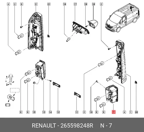 LAMP-LWR RR LH 265598248R RENAULT
