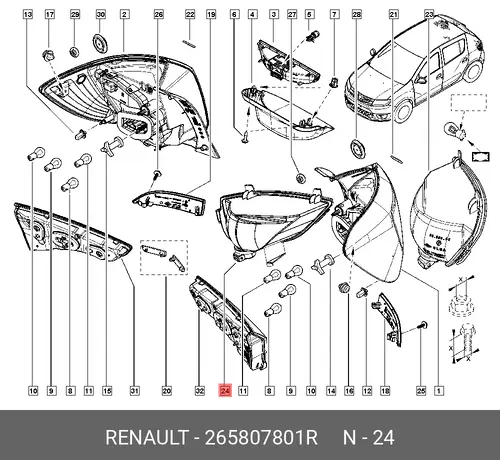 Фара противотуманная RENAULT 265807801R