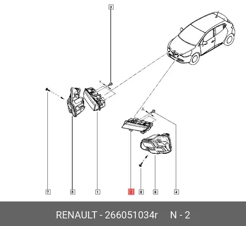 Фара RENAULT 266051034R