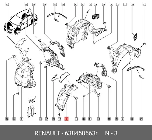Подкрылок RENAULT 638458563R