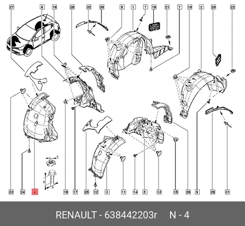 Подкрылок RENAULT 638442203R