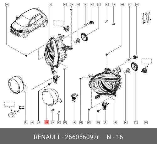 HEAD-DAY LIGHT,LH 266056092R RENAULT