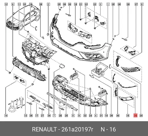 KIT MLDG-FOG LAMP 261A20197R RENAULT