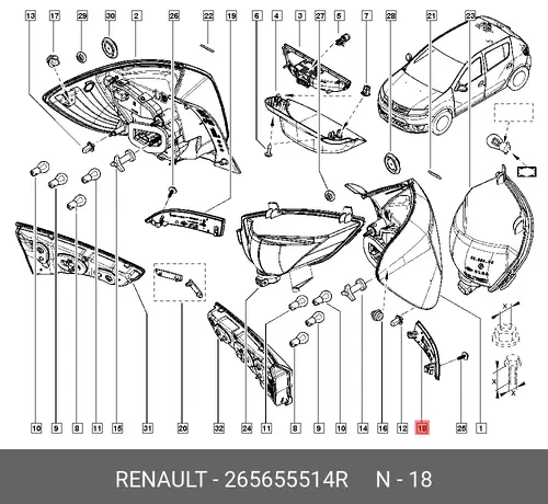 Катафот (световозвращатель) RENAULT 265655514R