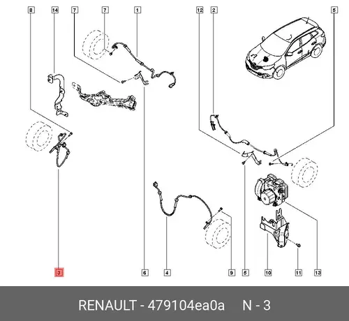 Датчик ABS RENAULT 479104EA0A