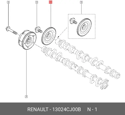 ШЕСТЕРНЯ РАСПРЕДВАЛА (МЕТ) 13024CJ00B RENAULT