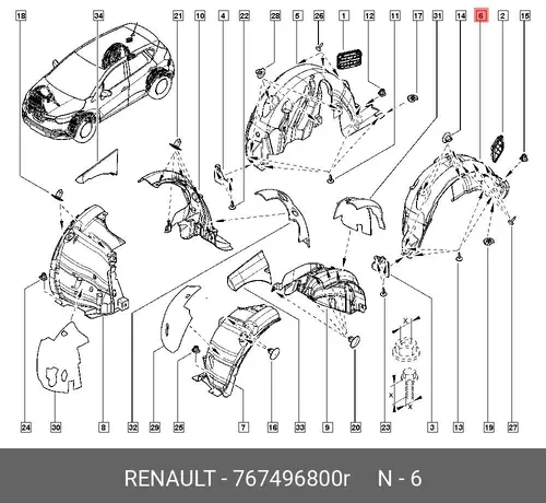 Подкрылок RENAULT 767496800R