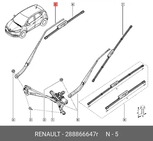 WISCHERARM CJ85 288866647R RENAULT