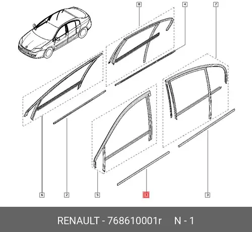 Уплотнитель двери RENAULT 768610001R