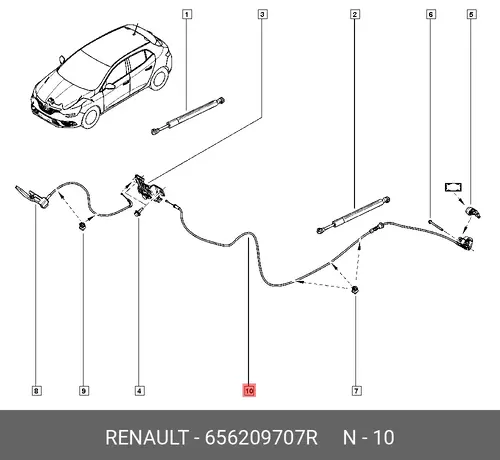 HARN-HOOD OPENING 656209707R RENAULT