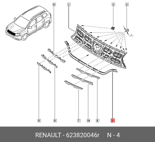 623820046R MOULDING ASSY, OUTSIDE RENAULT