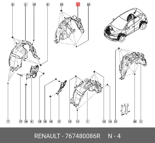 Подкрылок RENAULT 767480086R