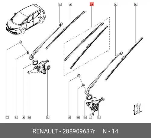 Щетка стеклоочистителя 288909637R RENAULT