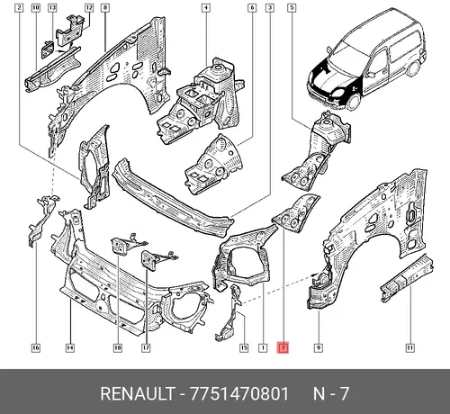 Абсорбер-усилитель бампера RENAULT 7751470801