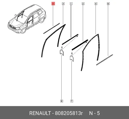 Уплотнитель двери RENAULT 808205813R