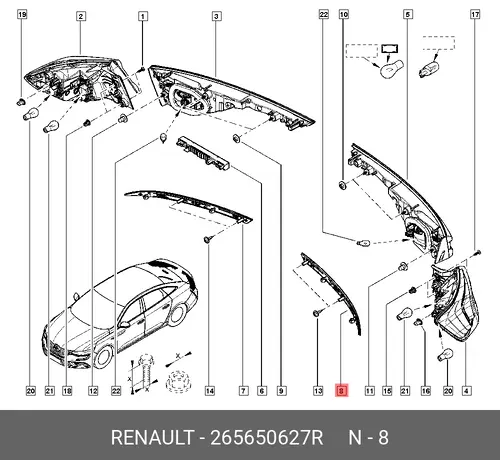 Фонарь задний RENAULT 265650627R
