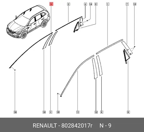 МОЛДИНГ КРЫШИ ПЕР 802842017R RENAULT