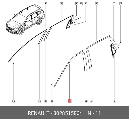 МОЛДИНГ КРЫШИ ПЕР 802851580R RENAULT