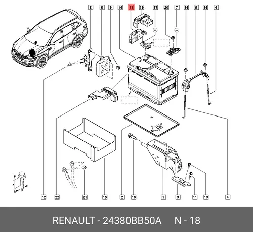  ЭЛ. БЛОК АКБ ЗАЩИТНЫЙ 24380BB50A RENAULT