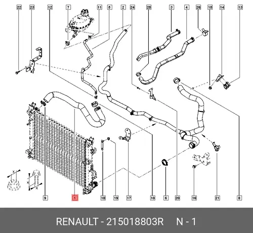 ПАТРУБОК РАДИАТОРА ОХЛ ДВС (РЕЗ) 215018803R RENAULT