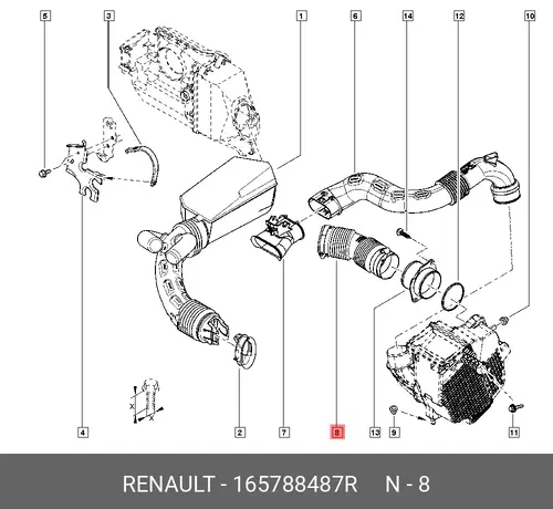  ПАТРУБОК ВОЗД (ПЛАС, РЕЗ) 165788487R RENAULT