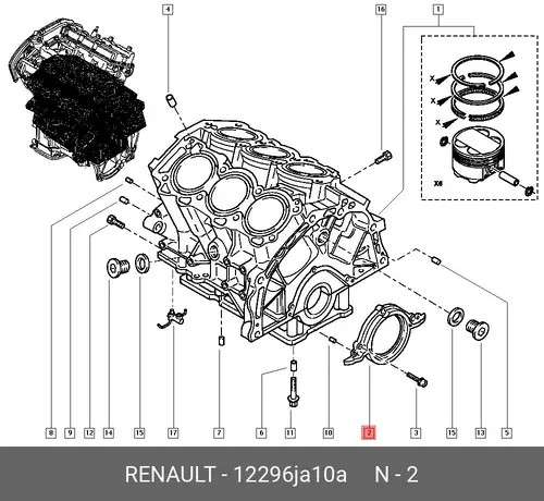 САЛЬНИК КОЛЕНВАЛА 12296JA10A RENAULT