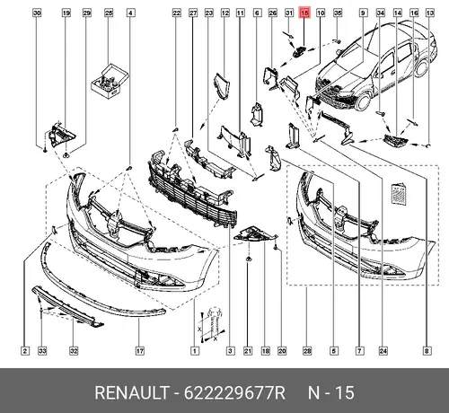 BRKT-FR BMPR, FR RENAULT 622229677R