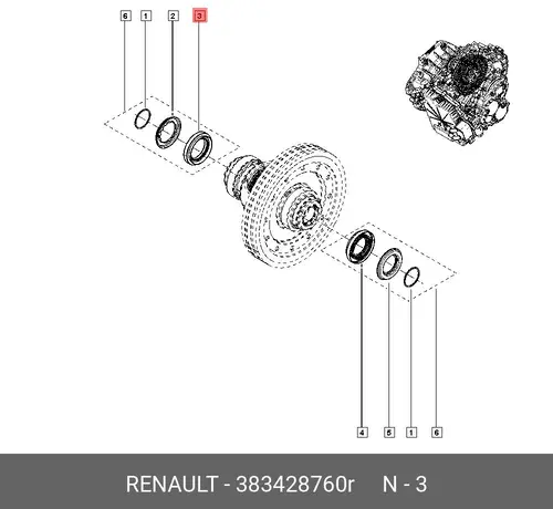 383428760R САЛЬНИК ПРИВОДА DW6 RENAULT