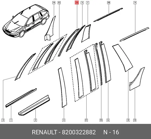 Уплотнитель двери RENAULT 8200322882