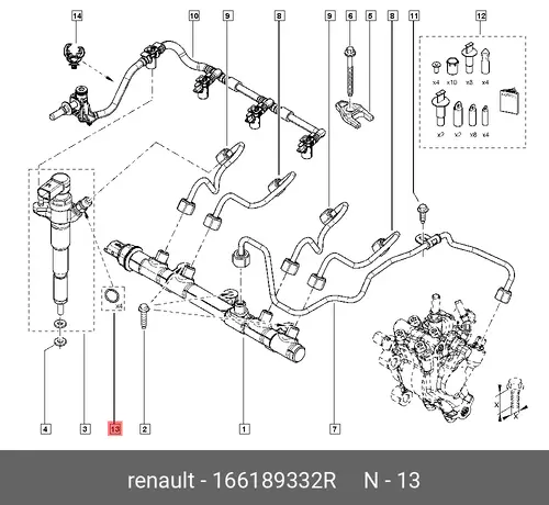 Кольцо упл форсунки 166189332R RENAULT
