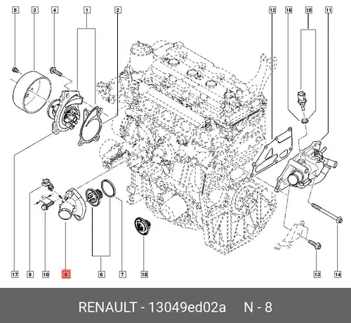 Крышка термостата 13049ED02A RENAULT