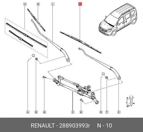 WISCHERBLATT DU85 288903993R RENAULT