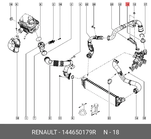 УПЛОТНЕНИЕ ТРУБКИ ИНТЕРКУЛЕРА 144650179R RENAULT