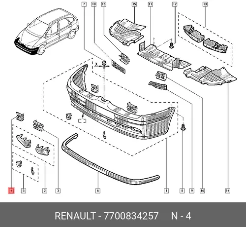 ЗАГЛУШКА БАМПЕРА 7700834257 RENAULT