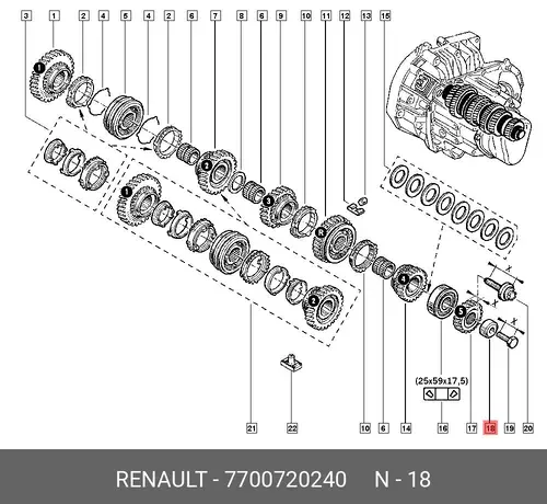 7700720240 Втулка вторичного вала RENAULT