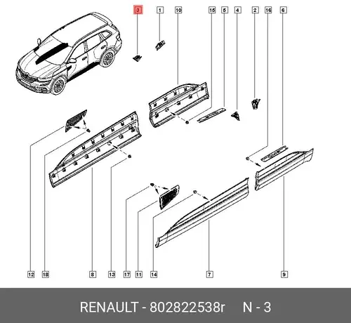 MLDG-FRAME FINISH, 802822538R RENAULT